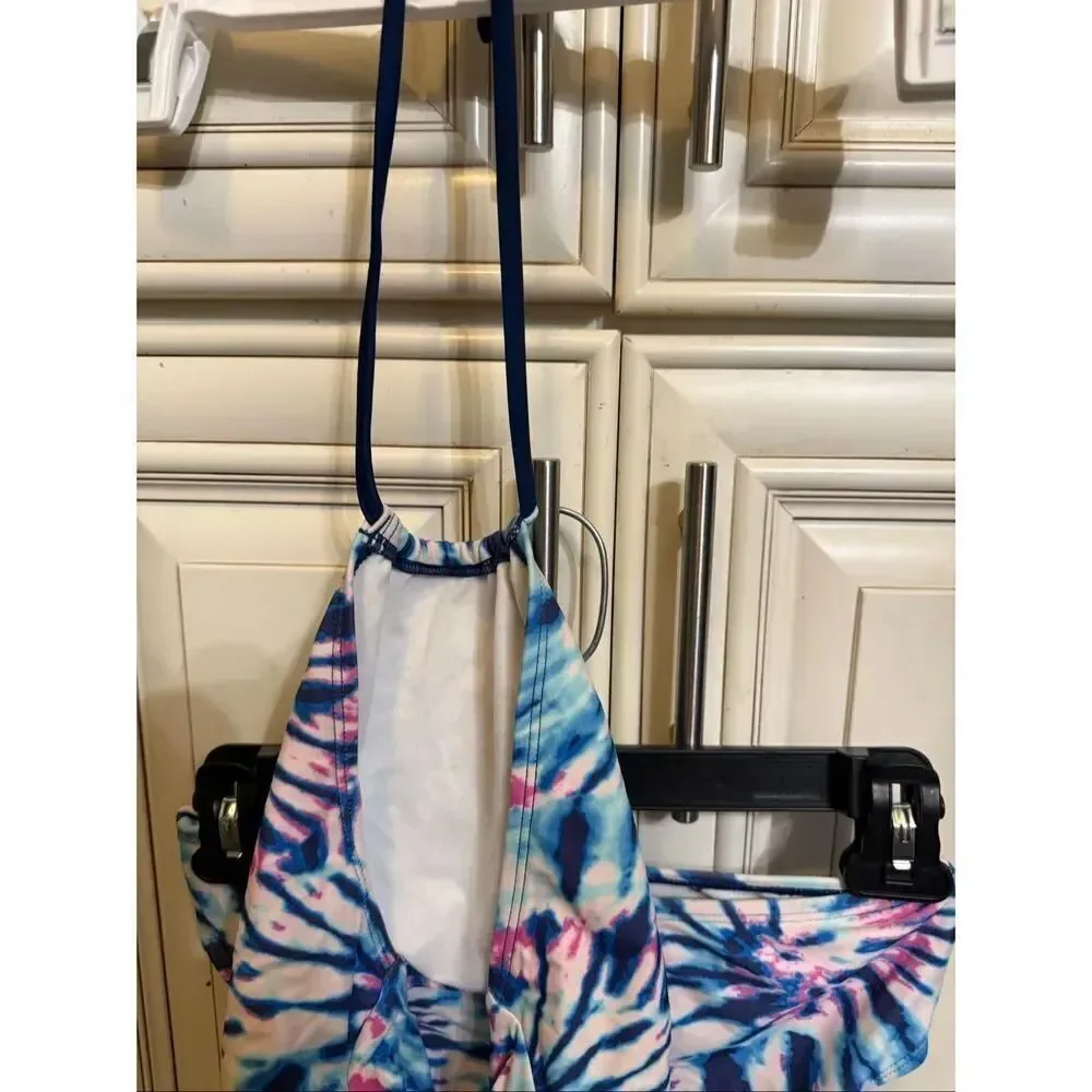 Kanu Surf Girls Mahina Beach Sport Halter Tie Dye Two-Piece Bikini Set Blue 14